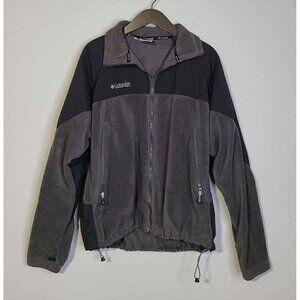 Columbia Mens Gray Black Fleece Zip Front w/Long Front Zipper Pockets Size XL